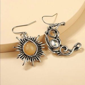 Silver Sun and Moon Earrings